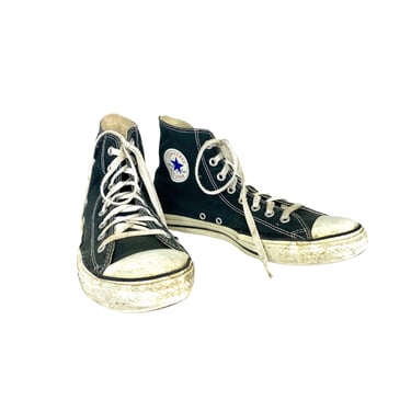 Vintage Converse Chuck Taylors High Tops Lace Up Sneakers Black White Converse Size 10 by DakodaCo