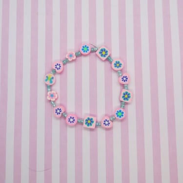 90s Floral Bead Bracelet Fimo Beads Y2K 