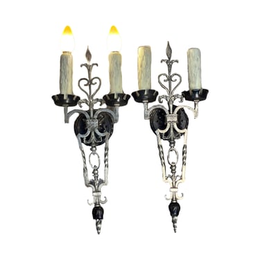 MASSIVE Nickel Plated Bronze Spanish Revival Wall Sconces #2357  FREE SHIPPING Restored and Ready to Install!! 