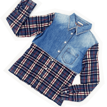 Jean Paul Gaultier plaid patchwork denim shirt