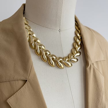 chunky gold necklace vintage gold plated fishtail chain necklace 