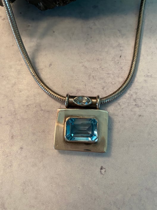 Vintage Sterling Gemstone Modern Necklace 