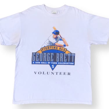 Vintage 1999 Kansas City Royals George Brett Hall of Fame Celebration “Fighting ALS” MLB Graphic T-Shirt Size Large/XL 