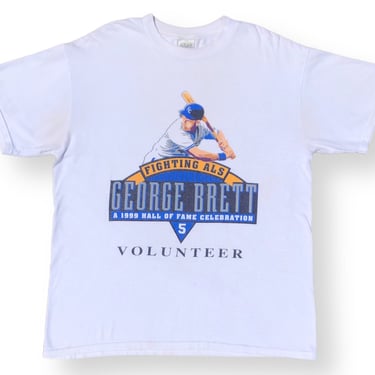 Vintage 1999 Kansas City Royals George Brett Hall of Fame Celebration “Fighting ALS” MLB Graphic T-Shirt Size Large/XL 