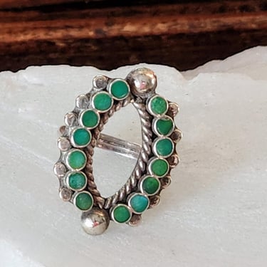 Old Pawn Green Turquoise Ring Size 4-4.5~Sterling 925 & Green Turquoise~Vtg Navjo Ring~Gifts for Her 