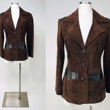 1970s Brown Tailored Leather Jacket w Front Pockets by Suede & Leather Craft Limited England Made XS-S Petite | Vintage, Retro, Fall, Hippie 