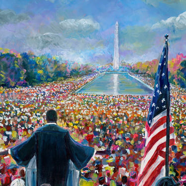 Martin Luther King Jr. Original Canvassed Mixed Media Art March on Washington by Cris Clapp Logan 