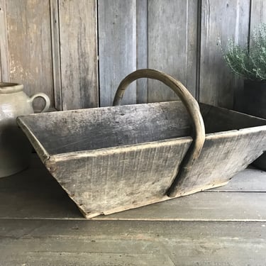 French Rustic Garden Trug, Large Wood, Berry Picking Basket, French Country Farmhouse 