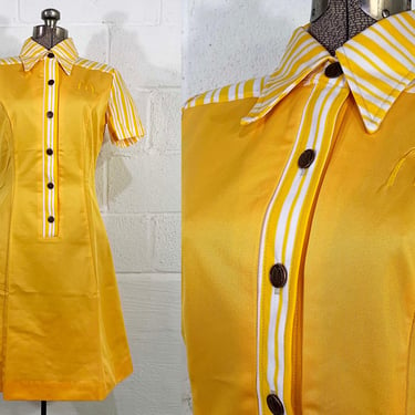 Vintage McDonald’s Uniform Dress 1976 Crest 1970s Yellow White Fast Food Restaurant Dead Stock NOS Deadstock Small 