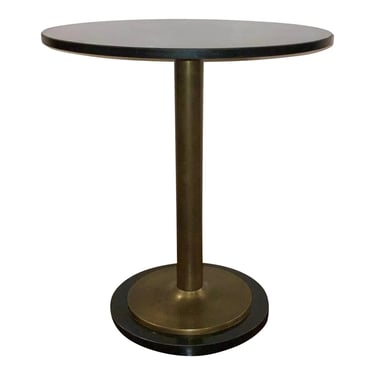 Currey & Co. Modern Antique Brass and Black Marble Side Table