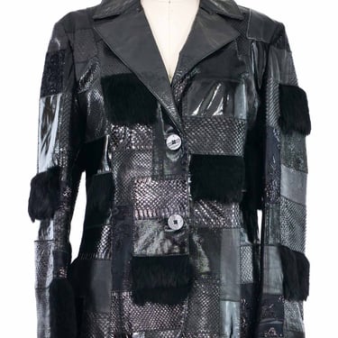 Roberto Cavalli Patchwork Leather Fur Jacket