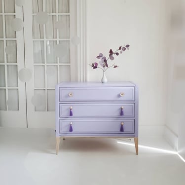 Lilac dresser #sold  lavender dresser,chest of drawers, boho dresser, night table, vintage dresser,hand crafted, dresser nj nyc 