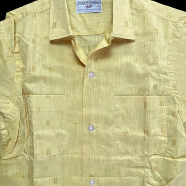 NEW Old Stock ~ Vintage 1950s ENRO Atomic Rayon/Cotton Sport Shirt ~ S ~ Loop Collar ~ VLV ~ Elvis / Gene Vincent ~ Sportshirt ~ Embroidered 
