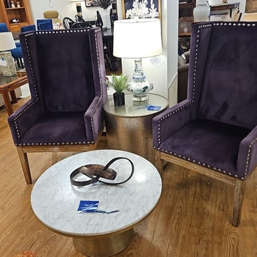 Pair of Purple Velvet Highback Chairs