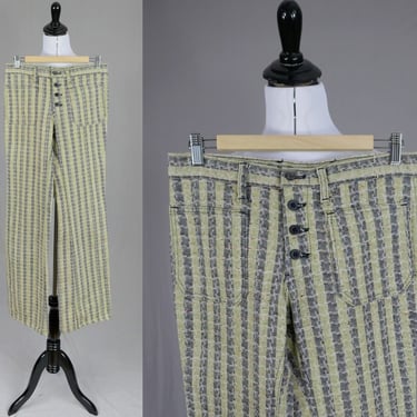 70s Men's Hip Huggers - 31 waist - Low Rise Pants - Flare Leg Button Fly - Male Slacks Jeans - Vintage 1970s - 36