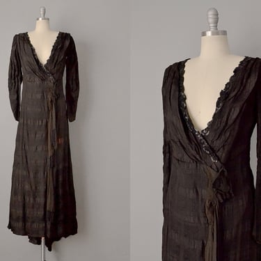 1800s Dress // Victorian Black Silk Dress w/ Sequins & Jet Beads // Medium 