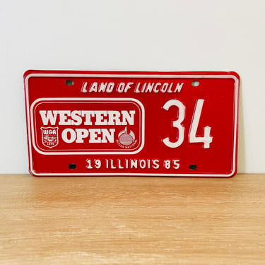 Vintage 1985 Illinois License Plate for the Western Open at Butler National Golf Course 