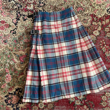 Vintage ‘80s Trimingham’s Bermuda Scottish tartan kilt, preppy wool plaid wrap skirt, S 