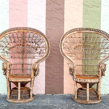 Pair of Rattan Peacock Chairs