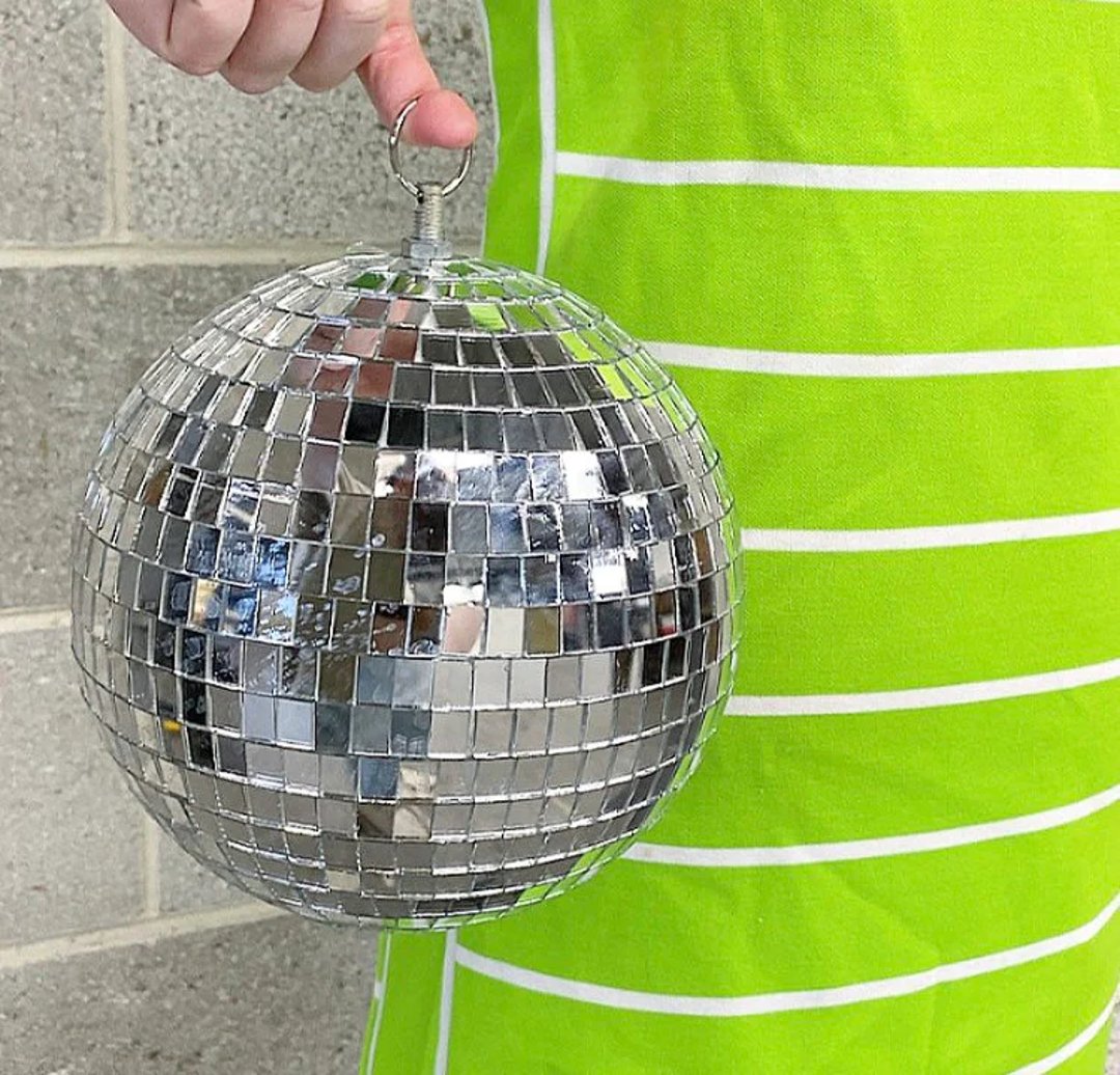 Vintage Disco Ball Retro 1990s Contemporary + Small + Round + Mirrored