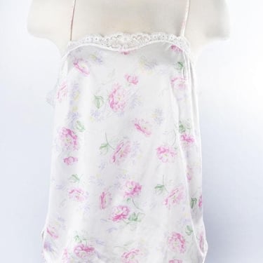 Vintage FRENCH Camisole & Bra SET, Pink Floral ,White, Top, Lingerie, Blouse, 1970's, By LOU France, Size 36C, Medium, 14 