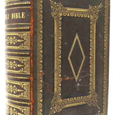 Antique Bible, Family, Very Large, Leather-Bound, Gilt Edges, Illustrated!!
