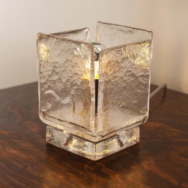 Design table lamp in clear Murano glass, handmade Made in Italy lamp vintage style 