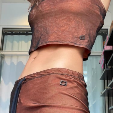 Fendi Orange Mesh Short Set