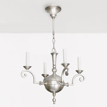 Elis Bergh designed 4-arm silver plated chandelier for C.G. Hallberg, Sweden