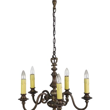 Antique Traditional Solid Bronze 5 Arm Candlestick Chandelier