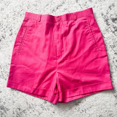 Vintage 1990s Hot Pink High Rise Shorts / 28-29