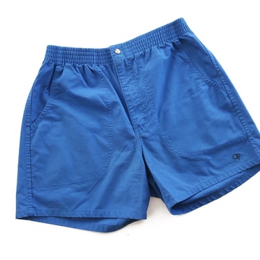 vintage shorts / OP shorts / 1990s blue cotton OP shorts elastic surf shorts Medium 
