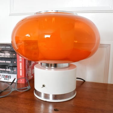 Space Age Orange and White Glass Light/ Extrarare Nighstand Lamp/ Mid Century Modern Light/ Yugoslavia 1970s/ MCM Design/ Space Age Lamp 