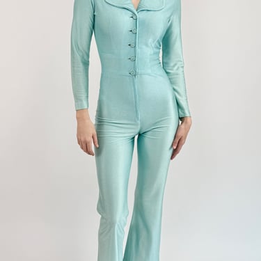 70s Metallic Mint Jumpsuit