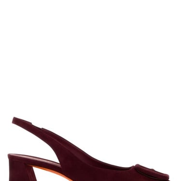 Santoni Women Burgundy Suede Pumps