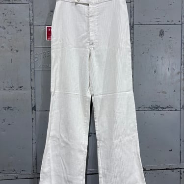 70s, 28 waist White High rise  wide leg linen pants summer 