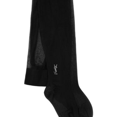 Saint Laurent Woman Black Stretch Nylon Tights Jumpsuit