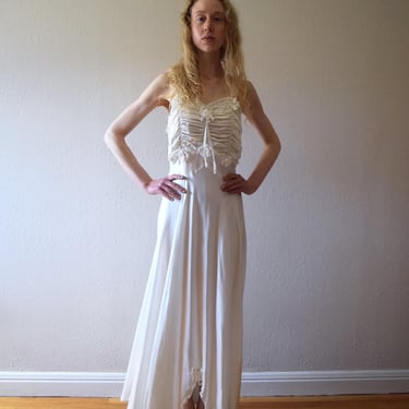 1930s satin wedding dress . vintage 30s bridal gown . size small to s/m 