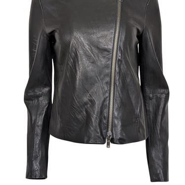 Vince - Black Leather Moto Jacket Sz M