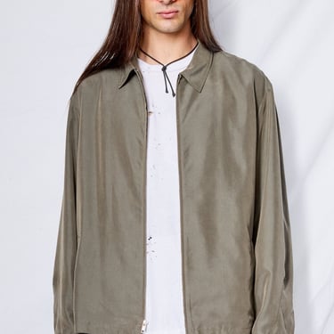 Grey Modal Poplin Zip Jacket