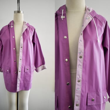 1980s Light Purple Hooded Raincoat 