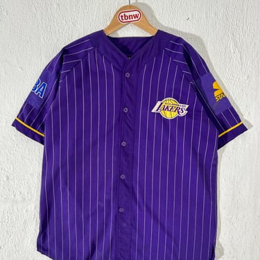 Vintage Starter Jersey Purple Los Angeles Lakers Pinstripe 90s Sz XL