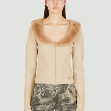 Blumarine Women Faux Fur Trim Cardigan