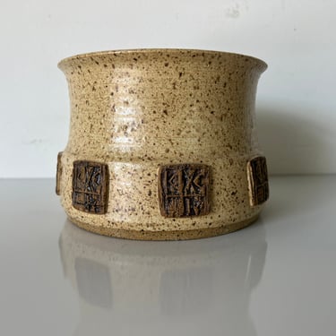 Vintage Japanese Speckled Finish Pottery Bowl, Signed 