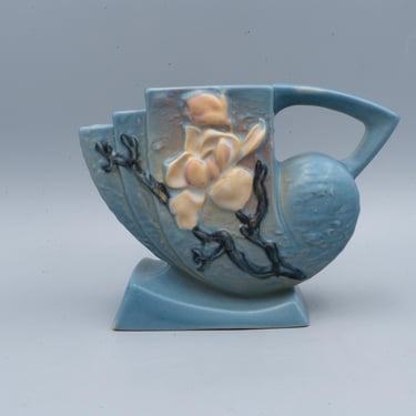 Roseville Magnolia Flower Arranger 182-5 | Vintage Pottery Art Deco Modern Vase 