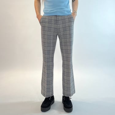 70s Blue and Grey Plaid Pants