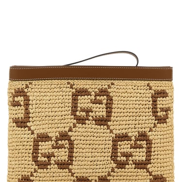 Gucci Women Embroidered Raffia Gucci Summer Clutch