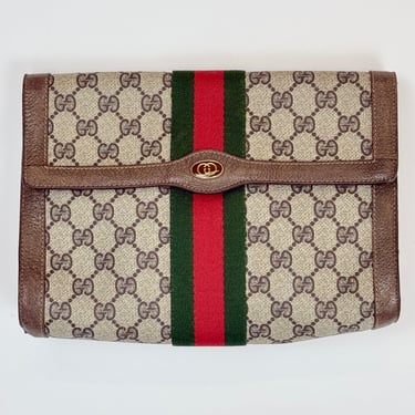 Brown Gucci Monogram Envelope Clutch