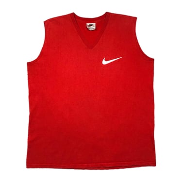 Vintage 90s Nike Made in USA Double Sided Swoosh Tank Top Sleeveless Graphic T-Shirt Size Large 
