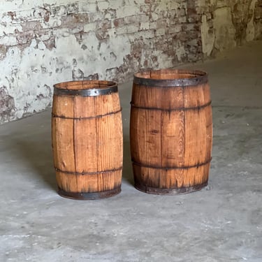 Pair of Wood Staved Nail Kegs 